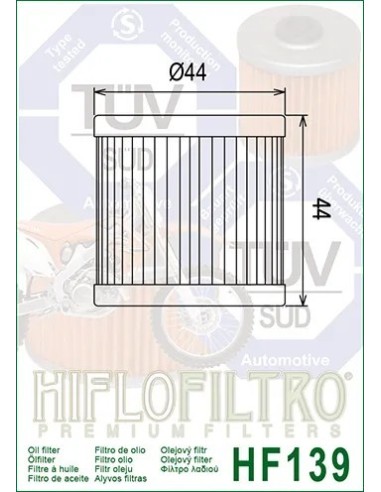 filtro de aceite hf 139 hiflofiltro
