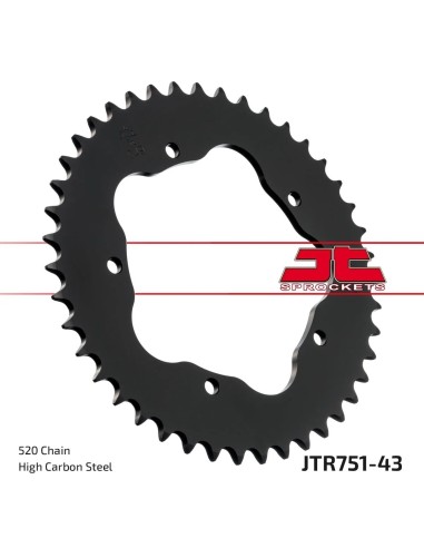 corona moto jt sprockets de acero de 43 dientes jtr51 43