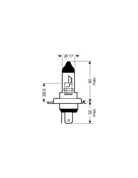 lampara faro de carretera osram h4 12v 60 55w 3200k halogena