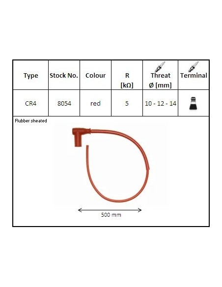 pipa bujia de moto con cable ngk 8054 racing cr4