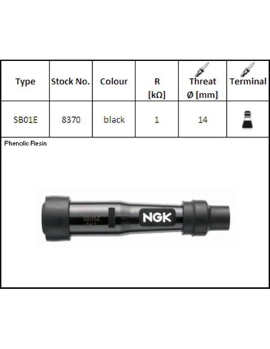 pipa bujia de moto ngk 8370 sb01e