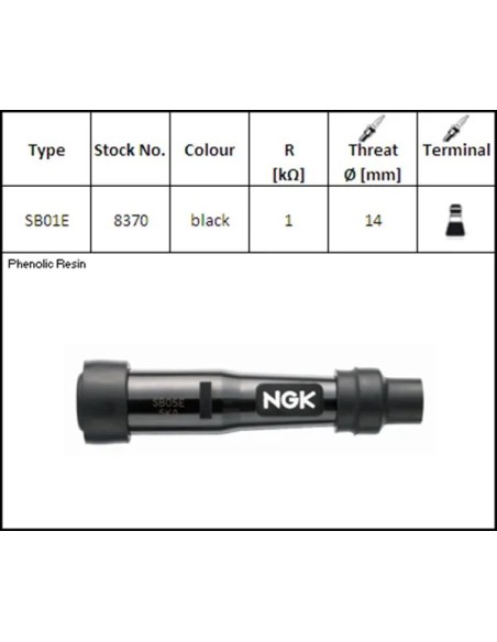 pipa bujia de moto ngk 8370 sb01e