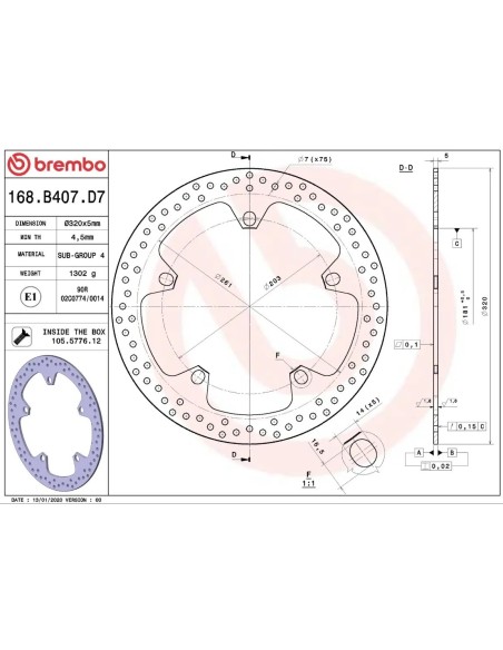 disco de freno moto brembo fijo serie oro 168b407d7 con kit de montaje