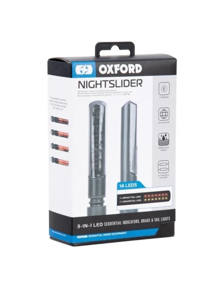 intermitentes traseros moto oxford nightslider 3 in 1 led secuenciales con resistencias