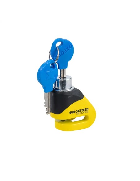candado de disco oxford xd5 amarillo negro lk205