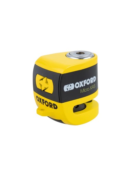 candado de disco oxford micro x45 con alarma amarillo negro lk213