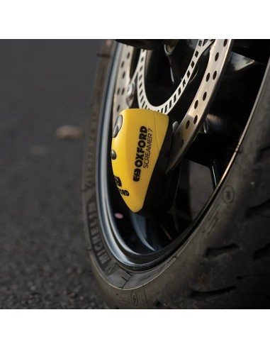candado de disco con alarma oxford screamer 7 negro amarillo lk290