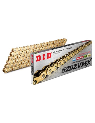cadena did 520 zvm x 120 pasos color oro con remache 28031209z