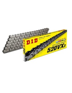 cadenas did 520 vx3 de 114 pasos color acero y cierre con clip 28831145f