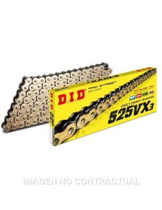 cadena did 525 vx3 124 pasos color oro y acero con remache 28841247z