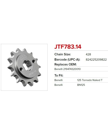 pinon de moto jt sprockets de acero de 14 dientes jtf783 14