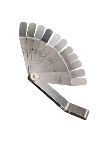 juego de galgas 12 hojas toolhub 10200 acodadas 30 largo 100 mm para moto