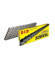 cadena did 520 vx3 122 pasos color acero con remache 28831225z