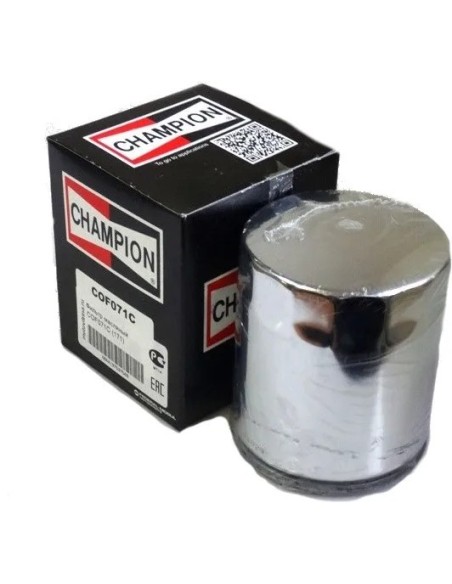 filtro de aceite champion para moto acabado cromado cof071c