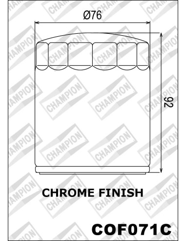 filtro de aceite champion para moto acabado cromado cof071c