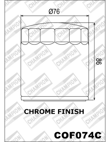 filtro de aceite champion para moto acabado cromado cof074c
