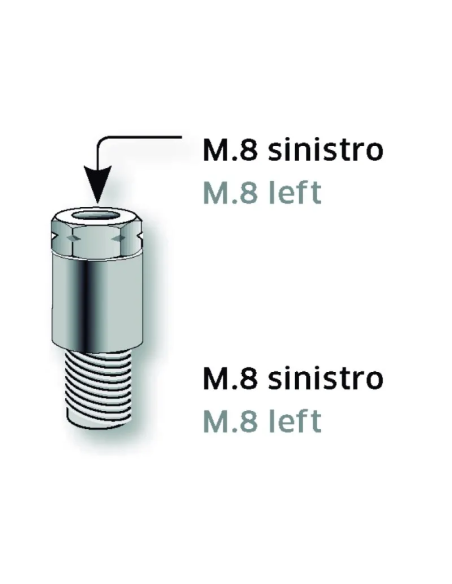 Adaptador Espejo M8 Rosca Izda A M8 Rosca Derech - FAR900N