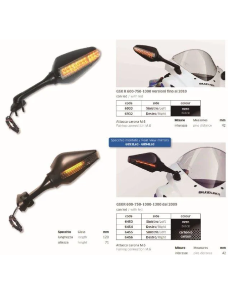 Espejo Gsxr 600-750-1000-1300 Dal 2009 Iz - FAR6453