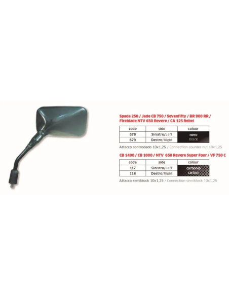 Espejo Honda Cb-Sfifty-Ntv Dcho - FAR679