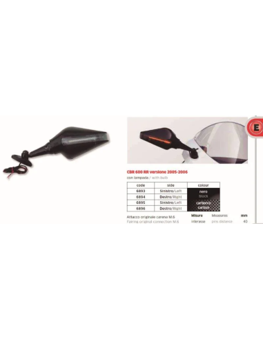 Espejo Izdo Cbr 600Rr 05-08 Neg C-Inter - FAR6893