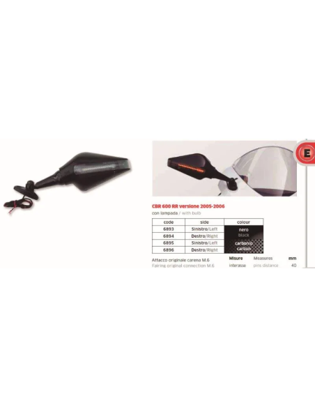 Espejo Izdo Cbr 600Rr 05-08 Neg C-Inter - FAR6893