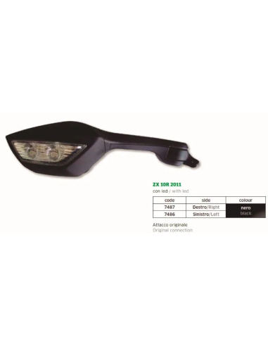 Espejo Izq. Kawa Zx10R 2011 Conexion Original-Led - FAR7486
