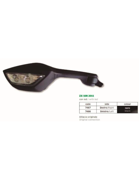 Espejo Izq. Kawa Zx10R 2011 Conexion Original-Led - FAR7486