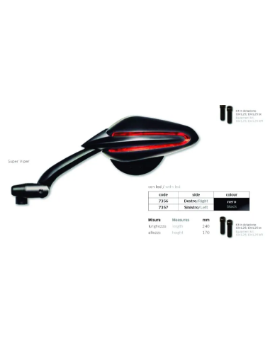 Espejo Super Viper Negro Con Intermitente Dcho - FAR7356
