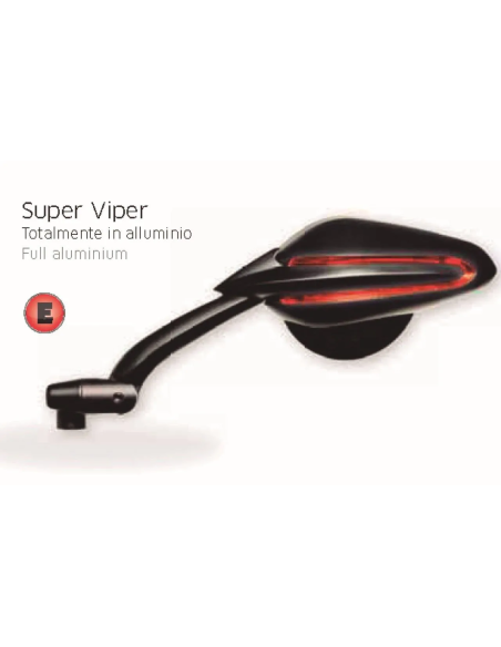 Espejo Super Viper Negro Con Intermitente Izdo - FAR7357