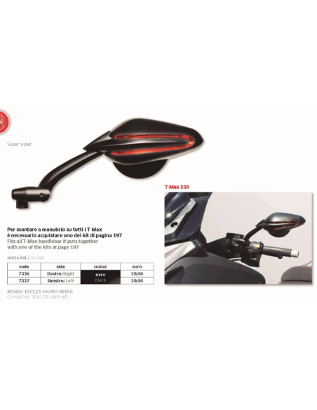 Espejo Super Viper Negro Dcho - FAR7336