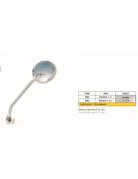 Espejo Univ Izq Cromo Classic Abrazadera 22Mm - FAR989