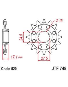 Piñon JT SProckets Ducati Panigale JTF748.15RB paso 520 2