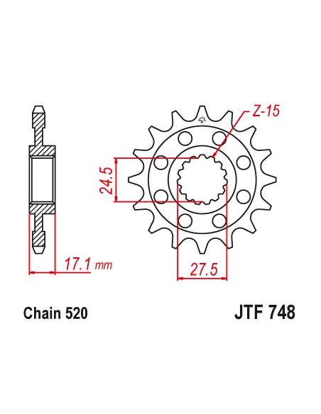 Piñon JT SProckets Ducati Panigale JTF748.15RB paso 520