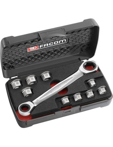 llave carraca anillada 11 en 1 facom 464 j1apb 8 19 mm extra plana taller moto auto