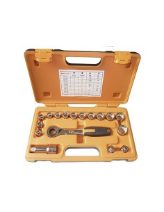juego de vaso pasante 1 2 17 piezas toolhub 9460 con carraca perfil bajo