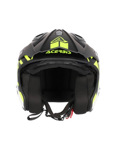 casco acerbis jet aria graphic sport 22 06 color negro y amarillo fluor mate 0026602 457
