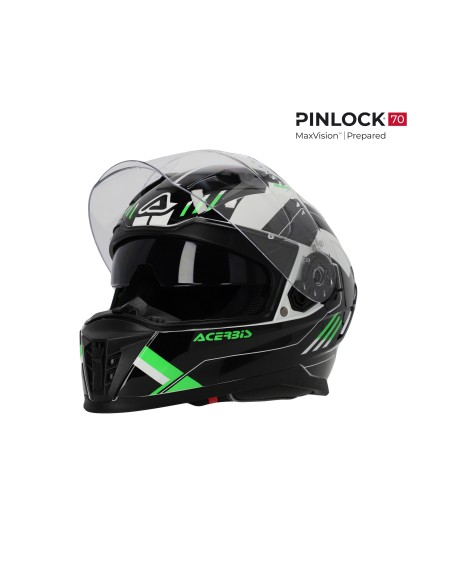 casco integral acerbis homologacion 22 06 negro y verde 0026016 325