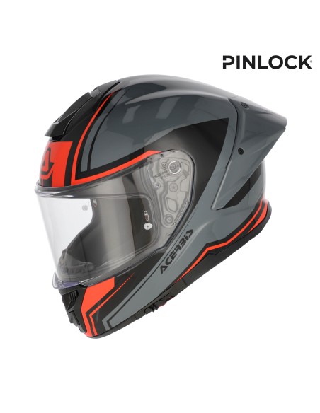 casco integral moto acerbis tarmak x fibra ece 22 06 color gris y rojo 0027315