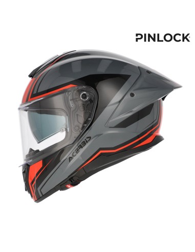 casco integral moto acerbis tarmak x fibra ece 22 06 color gris y rojo 0027315