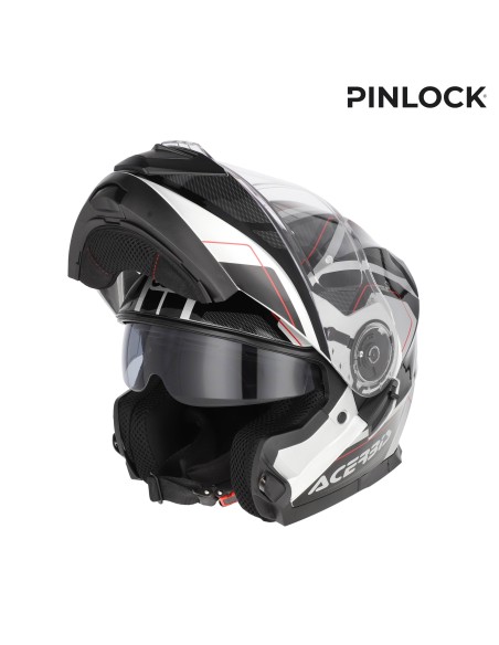 casco modular acerbis serel 22 06 blanco y rojo 0025201 314