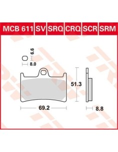 pastillas de freno delantero moto trw mcb611sv 2