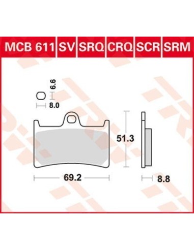 pastillas de freno delantero moto trw mcb611sv