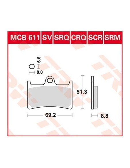 pastillas de freno delantero moto trw mcb611sv