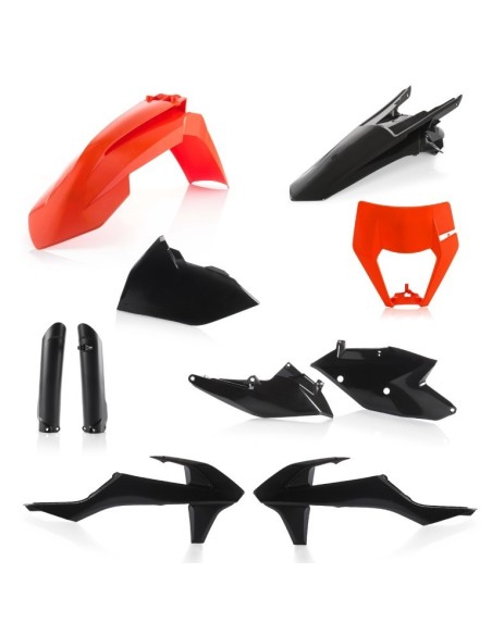 kit completo de plasticos acerbis 0022371 313 ktm exc exc f 2017 2019 negro naranja