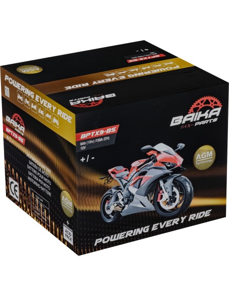 bateria de moto baika parts bptx9bsbai ytx9 bs