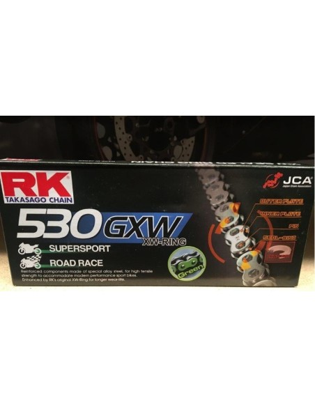 cadena para moto rk 530 gxw xw ring verde 120 pasos mm530zxw120
