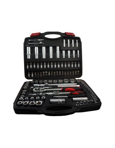 maletin de carraca 1 4 y 1 2 108 piezas toolhub 9023 para taller moto auto