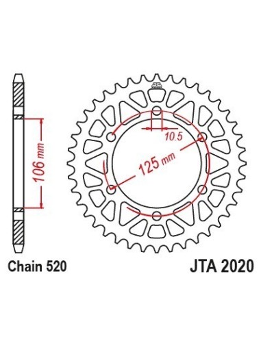 corona trasera jt sprockets jta2020 48blk racelite 48 dientes paso 520 negra