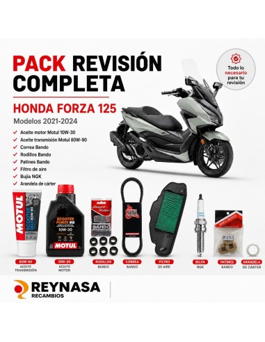 Kit de mantenimiento Honda Forza 125 2021-2024 Motul Bando NGK con filtros y arandela de cárter