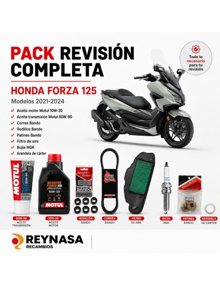 Kit de mantenimiento Honda Forza 125 2021-2024 Motul Bando NGK con filtros y arandela de cárter